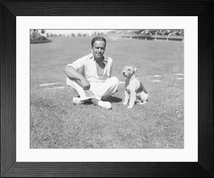 Framed Print : American Actor Douglas Fairbanks and His Dog Framed Print : American Actor Douglas Fairbanks and His Dog