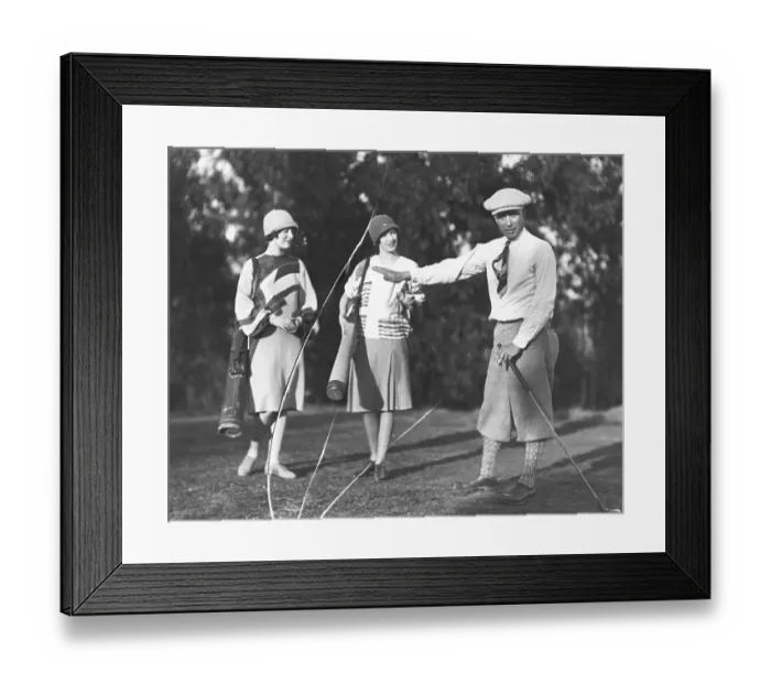 Framed Print : Golfer Will Armour with Female Caddies Framed Print : Golfer Will Armour with Female Caddies