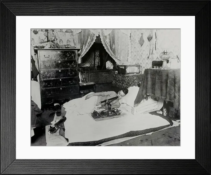 Framed Print : Opium Smoker on Floor Pallet Framed Print : Opium Smoker on Floor Pallet