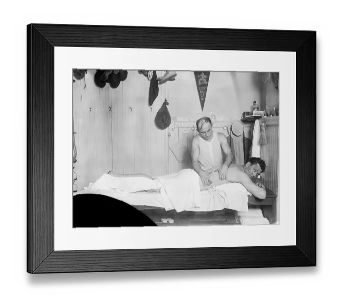 Framed Print : Jack Dempsey Getting a Massage from His Trainer
