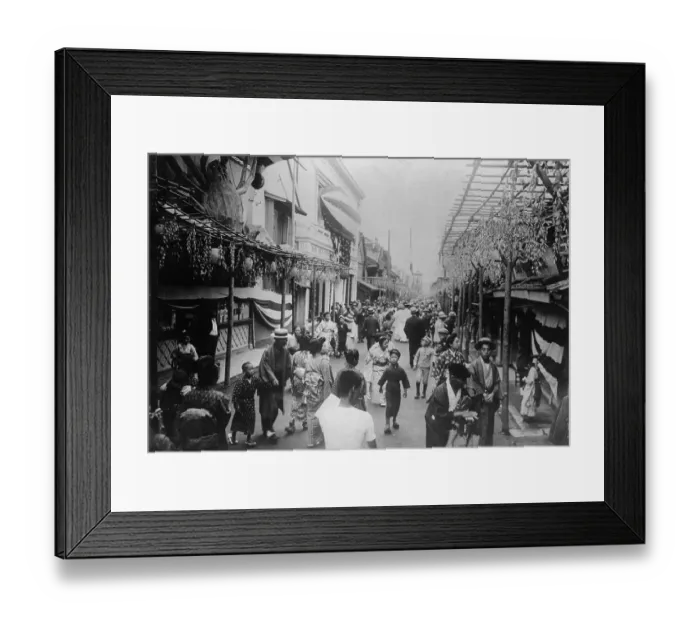 Framed Print : Citizens Walking on Fancily Decorated Street Framed Print : Citizens Walking on Fancily Decorated Street