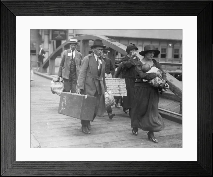 Framed Print : Greek Family Arriving in America Framed Print : Greek Family Arriving in America