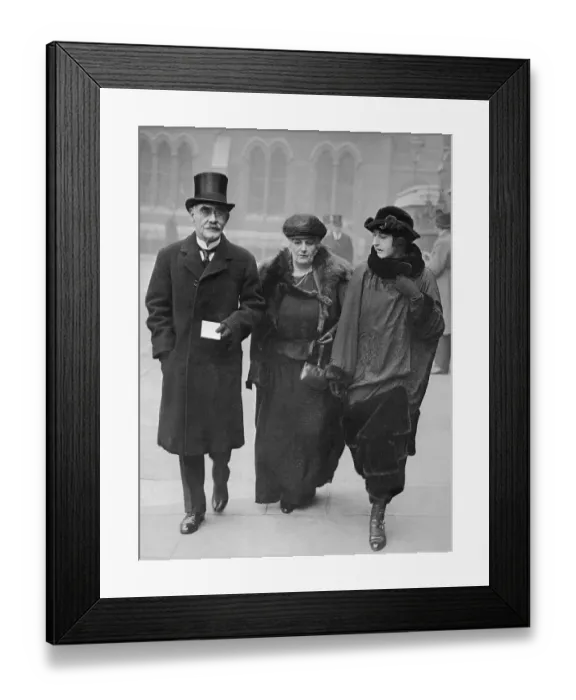 Framed Print : Writer Rudyard Kipling Posing With Wife and Daughter in Outerwear Framed Print : Writer Rudyard Kipling Posing With Wife and Daughter in Outerwear