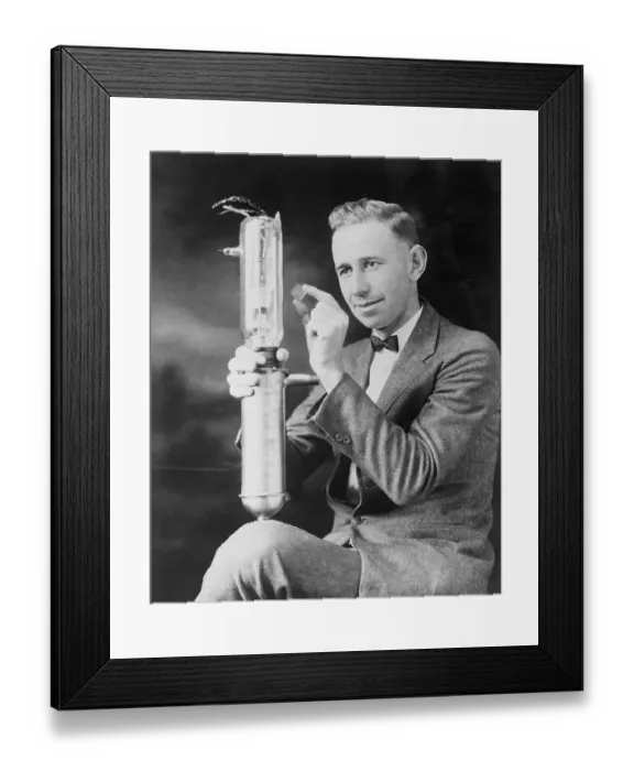 Framed Print : H.W. Arlin Holding New Transmitting Tool Framed Print : H.W. Arlin Holding New Transmitting Tool