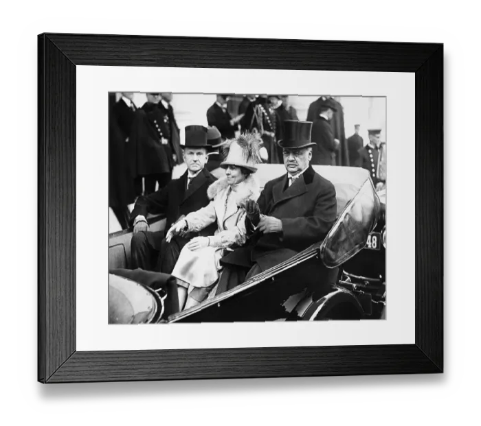 Framed Print : Calvin Coolidge with Wife and Senator Departing for Inauguration Framed Print : Calvin Coolidge with Wife and Senator Departing for Inauguration