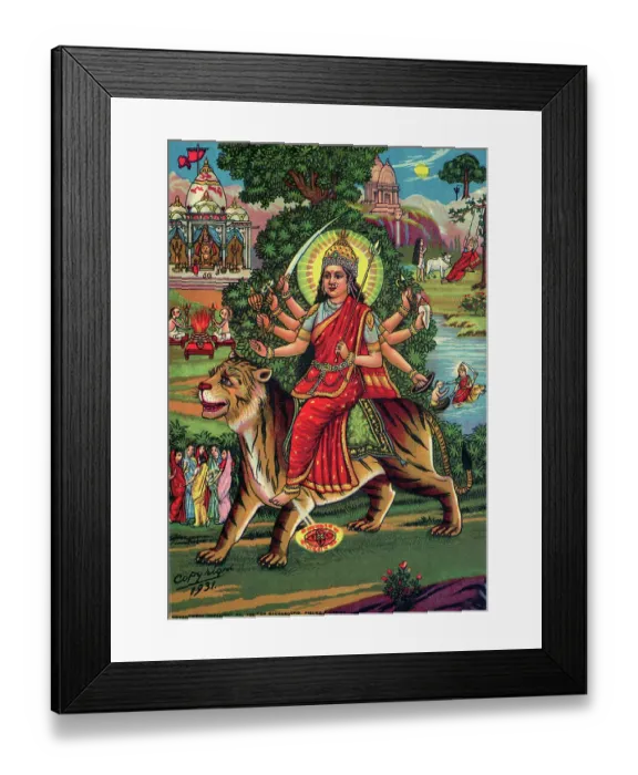 Framed Print : Indian Goddess Durga on Picturesque Background Framed Print : Indian Goddess Durga on Picturesque Background