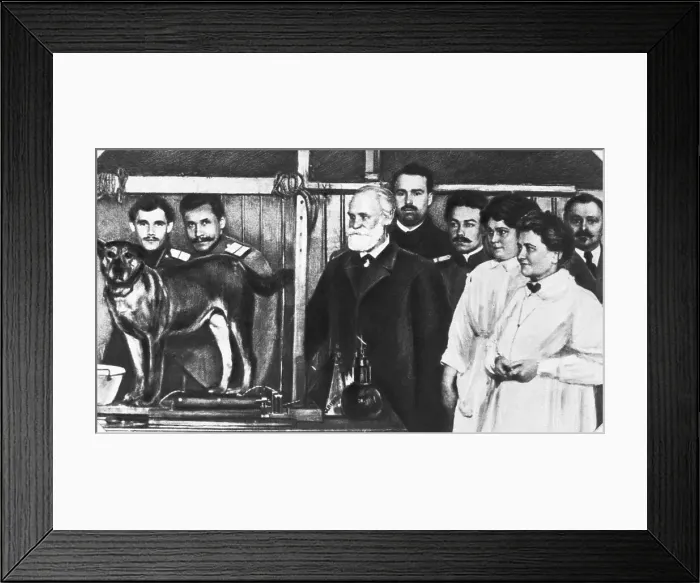 Framed Print : Pavlov and His Staff with Dog Framed Print : Pavlov and His Staff with Dog