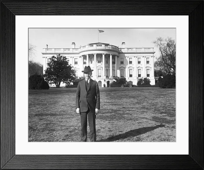 Framed Print : Calvin Coolidge Standing On South Lawn Framed Print : Calvin Coolidge Standing On South Lawn