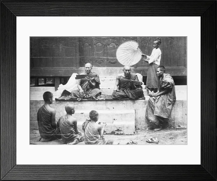 Framed Print : Buddhist Monks Teaching Law from Palm Leaf Manuscripts Framed Print : Buddhist Monks Teaching Law from Palm Leaf Manuscripts