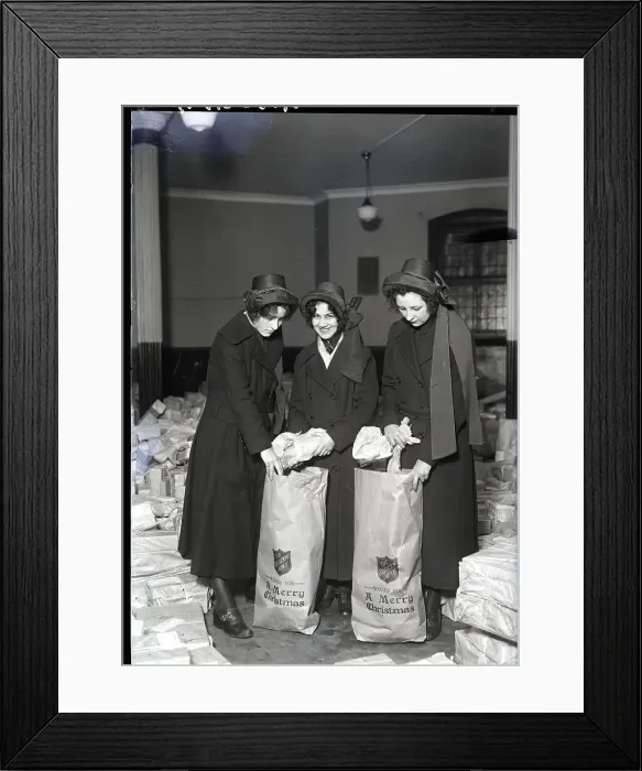 Framed Print : Salvation Army Women Filling Baskets Framed Print : Salvation Army Women Filling Baskets