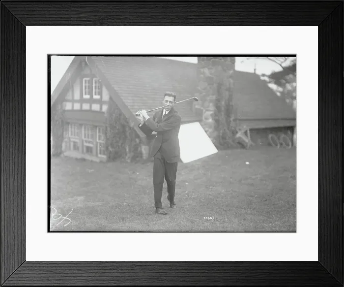 Framed Print : Golfer Francis Ouimet Swinging Golf Club Framed Print : Golfer Francis Ouimet Swinging Golf Club