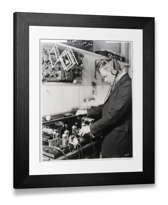 Framed Print : D.G. Ward Working On Radio Transmitter Framed Print : D.G. Ward Working On Radio Transmitter