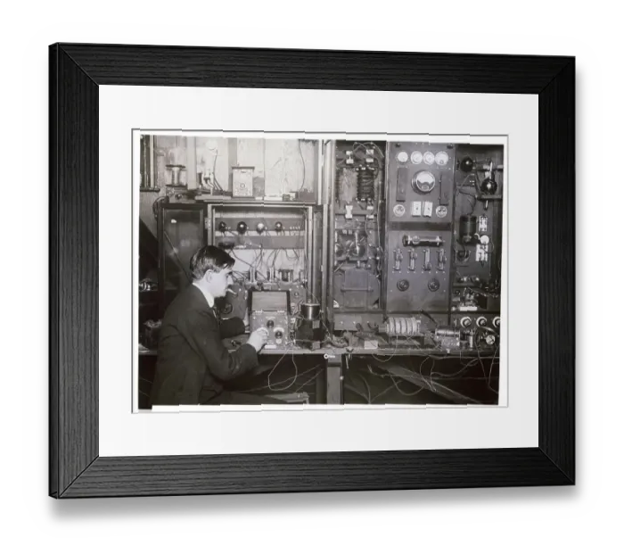 Framed Print : Experimental Set For Wireless Phone / Man Framed Print : Experimental Set For Wireless Phone / Man