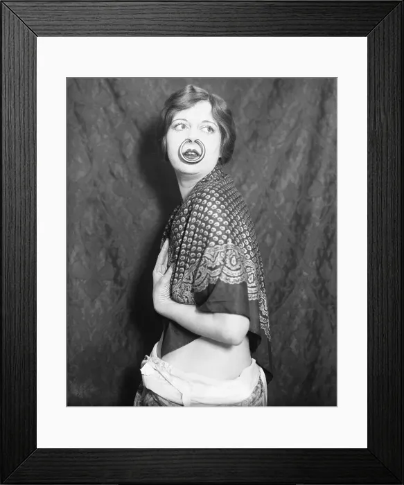 Framed Print : Woman Wears Nose Ring In 1924 Framed Print : Woman Wears Nose Ring In 1924