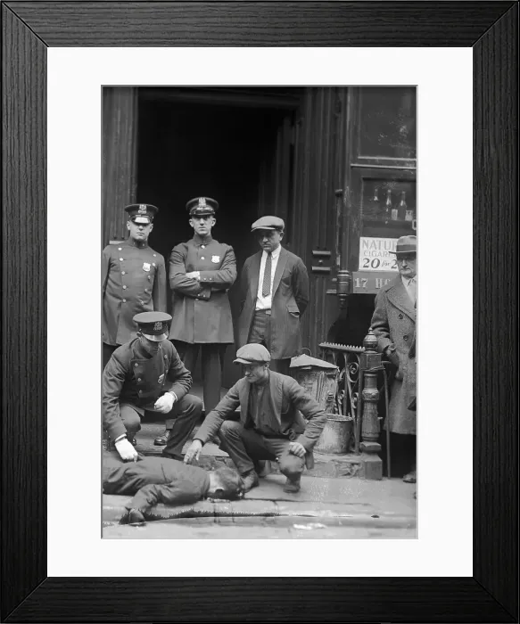 Framed Print : Police Examinig Chinese Gang Members Body Framed Print : Police Examinig Chinese Gang Members Body