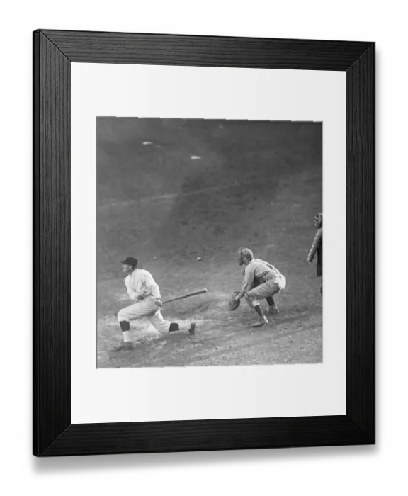 Framed Print : Player Hits Long Fly Ball To Left Field Framed Print : Player Hits Long Fly Ball To Left Field