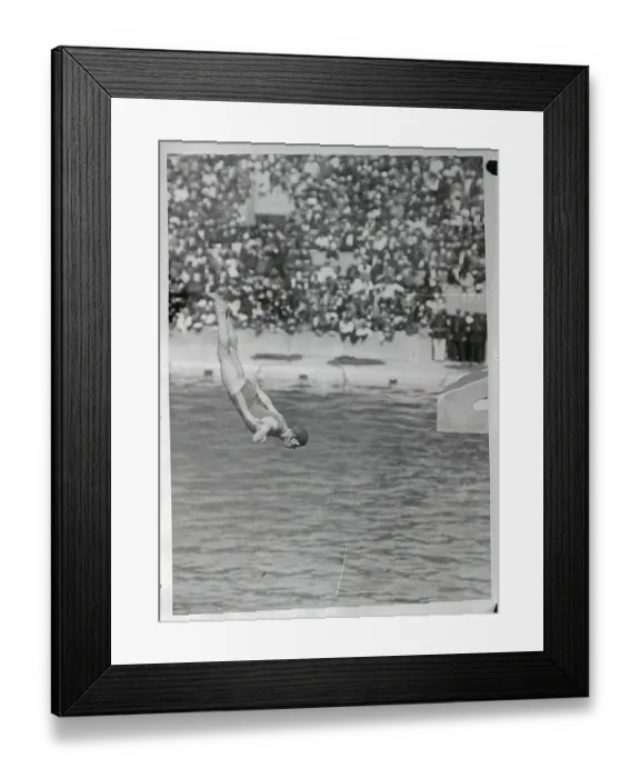 Framed Print : Olympian Diving into Swimming Pool Framed Print : Olympian Diving into Swimming Pool