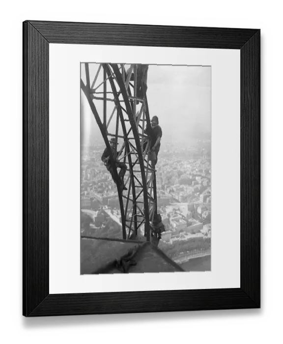 Framed Print : Workers Painting the Eiffel Tower