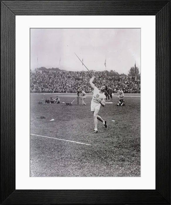 Framed Print : W. Neufeld in Javelin Throwing Position Framed Print : W. Neufeld in Javelin Throwing Position