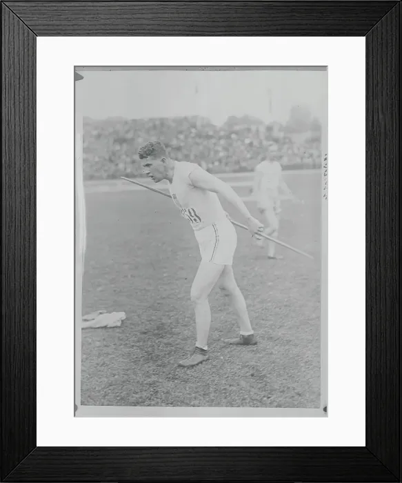 Framed Print : E. G. Oherst with Javelin in Hand Framed Print : E. G. Oherst with Javelin in Hand