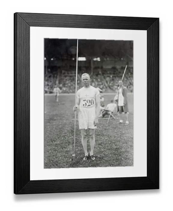 Framed Print : Olympic Athlete Holding Javelin Framed Print : Olympic Athlete Holding Javelin