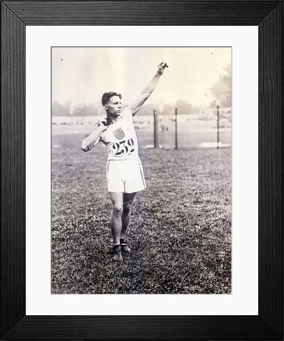 Framed Print : C. Houser Throws Weights at Olympics