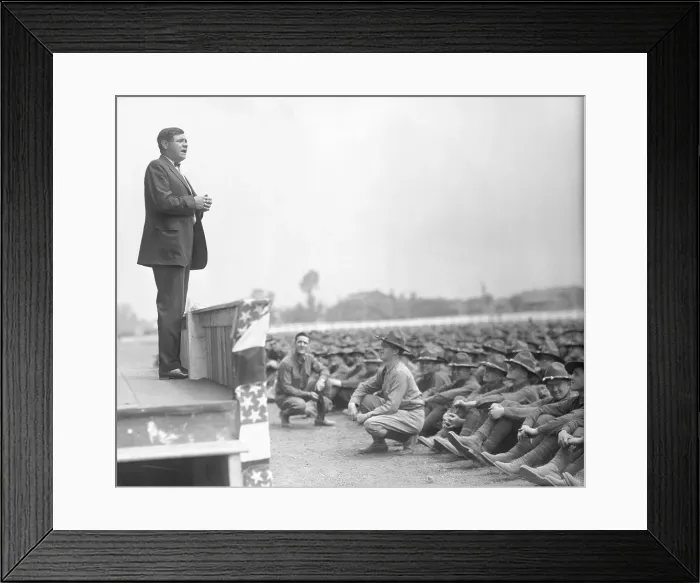 Framed Print : Babe Ruth Speaking to Young Men Framed Print : Babe Ruth Speaking to Young Men