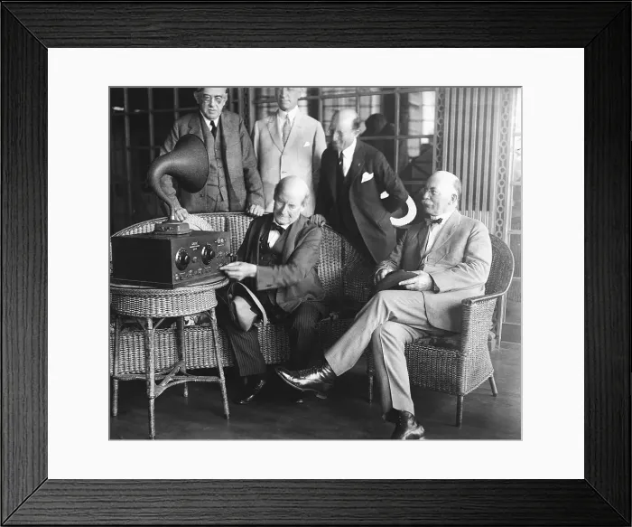 Framed Print : William Jennings Bryan and Brother Listening to Radio Framed Print : William Jennings Bryan and Brother Listening to Radio