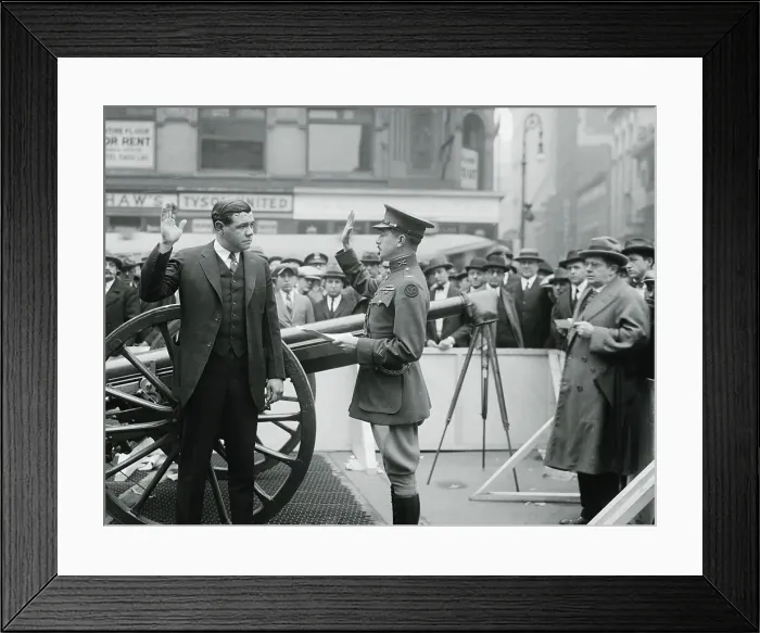 Framed Print : Babe Ruth Joining Army for Recruiting Drive Framed Print : Babe Ruth Joining Army for Recruiting Drive