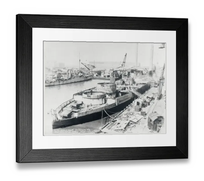 Framed Print : U.S.S. Michigan Being Taken Apart Framed Print : U.S.S. Michigan Being Taken Apart