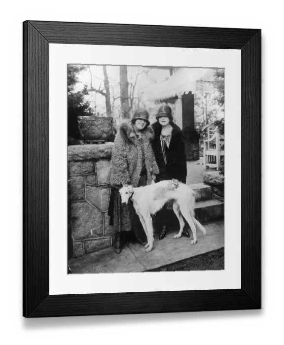 Framed Print : Lillian Carter and Mrs. Hector with Dog Framed Print : Lillian Carter and Mrs. Hector with Dog