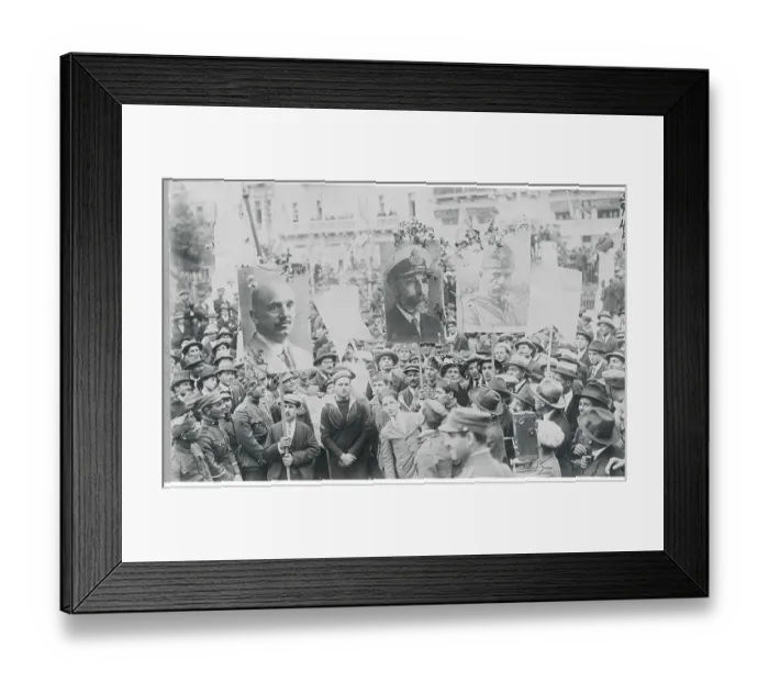 Framed Print : Greek Rally Goers with Large Posters of Their New Leaders Framed Print : Greek Rally Goers with Large Posters of Their New Leaders