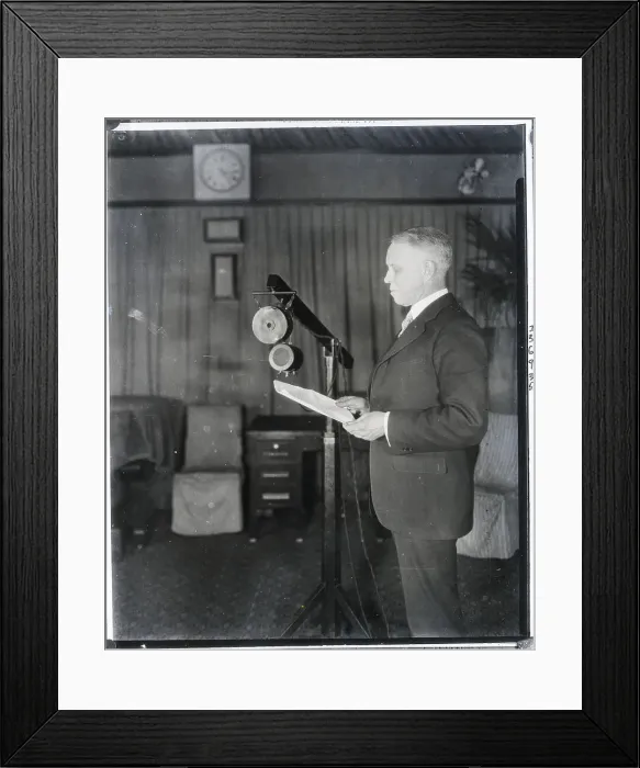 Framed Print : Scientist Talking To England; First Time Framed Print : Scientist Talking To England; First Time