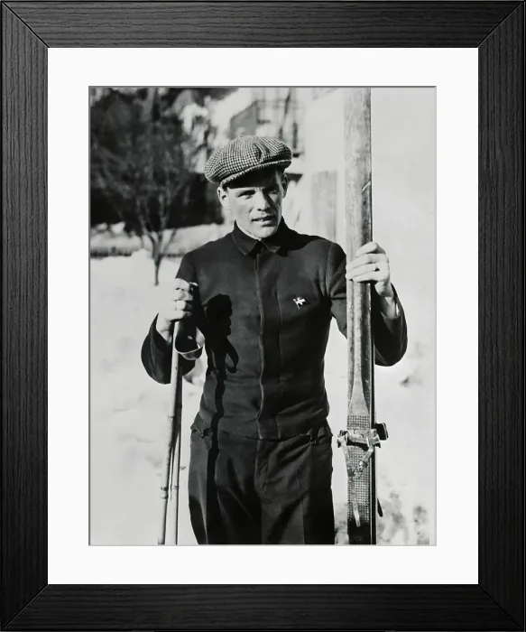 Framed Print : T. H. Haug Holding Skis Framed Print : T. H. Haug Holding Skis