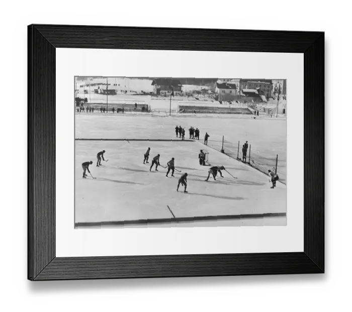 Framed Print : View of Hockey Game from Grandstands Framed Print : View of Hockey Game from Grandstands