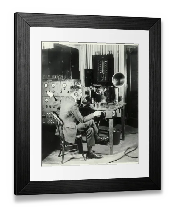 Framed Print : Man Monitors Radio Waves in Control Room Framed Print : Man Monitors Radio Waves in Control Room