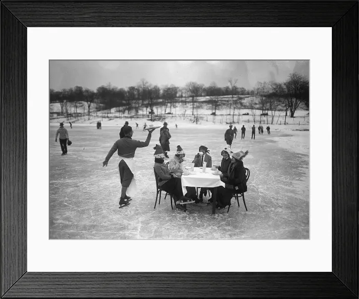 Framed Print : Having Dinner at Table on Ice Rink Framed Print : Having Dinner at Table on Ice Rink