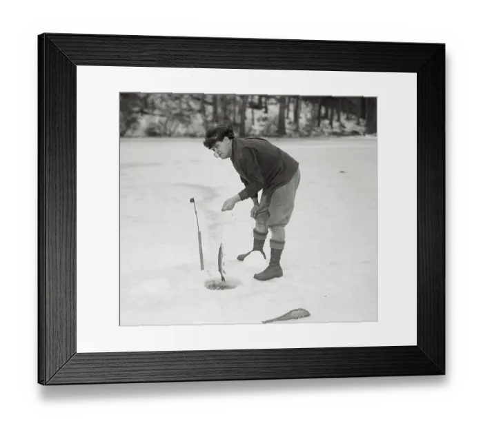 Framed Print : Babe Ruth Ice-Fishing Framed Print : Babe Ruth Ice-Fishing
