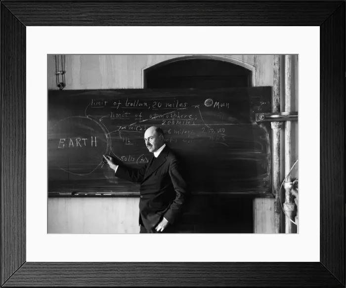 Framed Print : Robert Goddard Teaching at Blackboard Framed Print : Robert Goddard Teaching at Blackboard