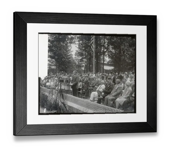 Framed Print : Hubert Hoover Addressing Neighbors at Summer Camp Framed Print : Hubert Hoover Addressing Neighbors at Summer Camp