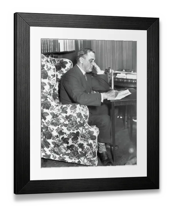 Framed Print : FDR Taking Telephone Message Framed Print : FDR Taking Telephone Message