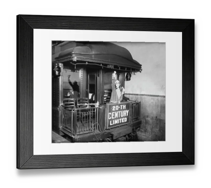 Framed Print : Evelyn Nichols On Back Of Train Waving Framed Print : Evelyn Nichols On Back Of Train Waving