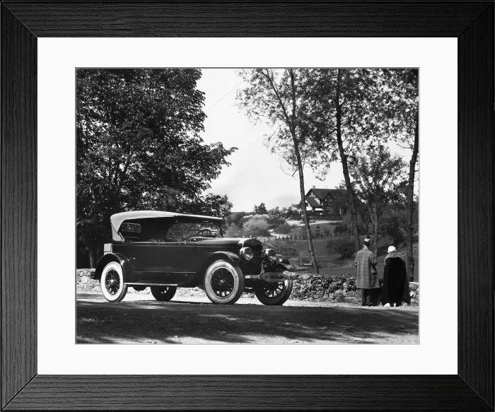Framed Print : 1924 Lincoln Automobile Parked on Rural Road