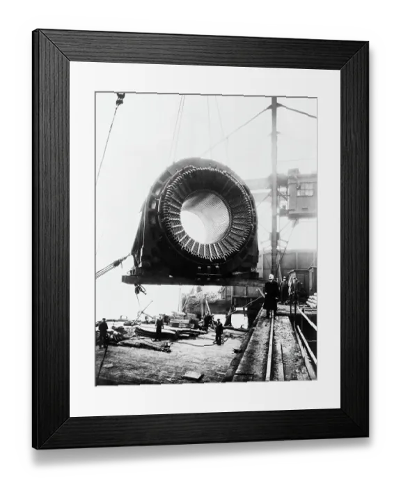 Framed Print : Generator Hoisted By Crane Framed Print : Generator Hoisted By Crane
