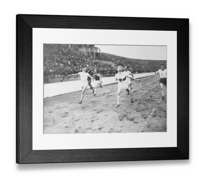 Framed Print : Houben Winning the 100 Meter Event