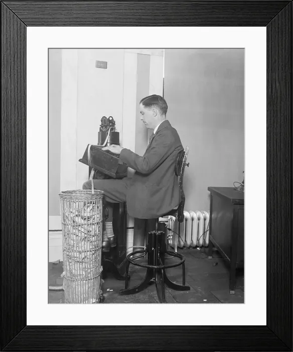 Framed Print : Man Working A Stock Exchange Ticker Framed Print : Man Working A Stock Exchange Ticker