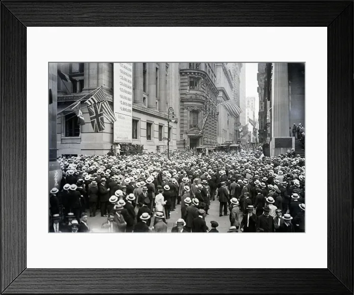 Framed Print : Crowd Gathering on Wall Street Framed Print : Crowd Gathering on Wall Street