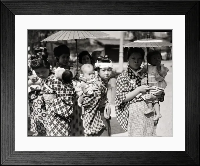 Framed Print : Mothers Holding Parasols, Children Framed Print : Mothers Holding Parasols, Children