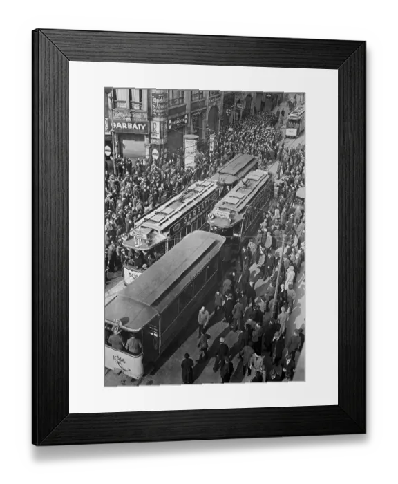 Framed Print : View of Massive Crowd Near Street Trolleys Framed Print : View of Massive Crowd Near Street Trolleys