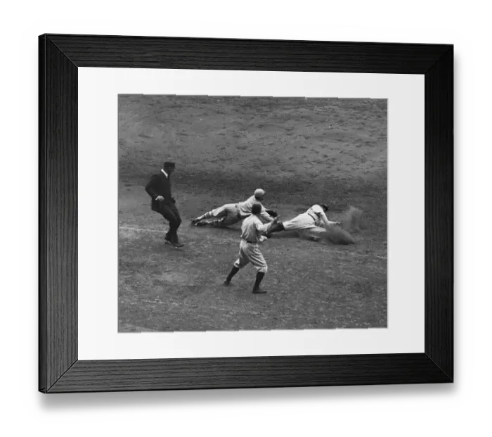 Framed Print : Babe Ruth Sliding into Base at World Series Game Framed Print : Babe Ruth Sliding into Base at World Series Game